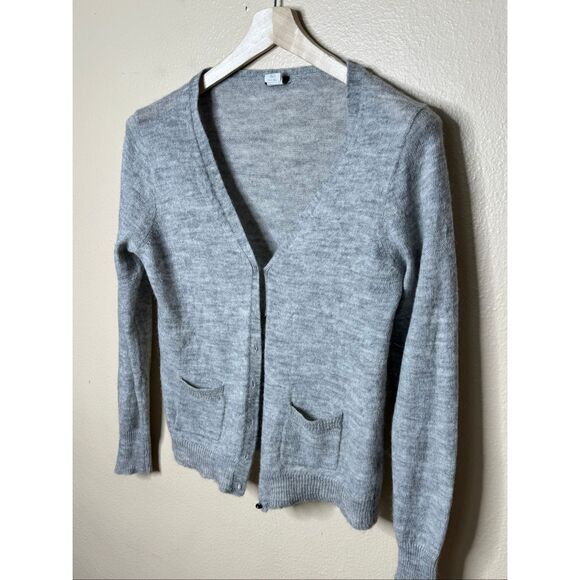 J. Crew Sweater Women's XL Gray Cardigan Wool Blend Buttons Pockets - Picture 2 of 9